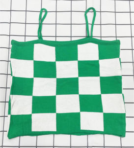 FASHIONJEANS สายเดี่ยวไหมพรมknitทอลายตาราง สวยจึ้งสุดๆมี6สี#85057