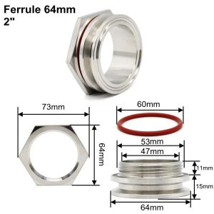 Weldless Bulkhead Tri Clamp 1.5" 2" Sanitary Stainless Steel SS304 Water Tank Beer Can Kettle Connector  Fittings Homebrew