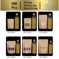 100 cái túi zip thực phẩm  nhiều kích thước Túi giấy zip kraft vàng có cửa sổ tràn viền đáy đứng, túi zipper giấy đựng thực phẩm chất lượng cao. 