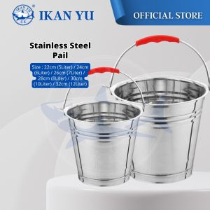 YU Ready Stock Stainless Steel Ice Bucket / Thick Ice Container for Champagne Wine Beer Cooler Home Bar / Pail / Barrel / Water Bucket / Tong Air