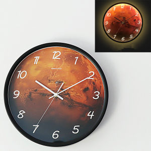 Minimalist Nordic Series LED Luminous Sound Control Wall Clock Mars Art Hot Sale Morden Home Living Room Simple and Fashion Creative Clocks 30cm