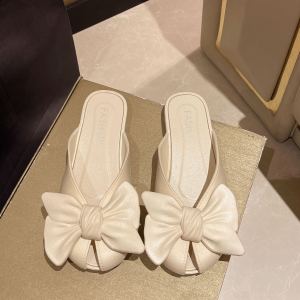 Free Shipping New Bow-Knot Design Versatile Flat Sandals With A Hollowed-Out Design Perfect For Summer Wear And Featuring A Closed-Toe Style And Flat Heels