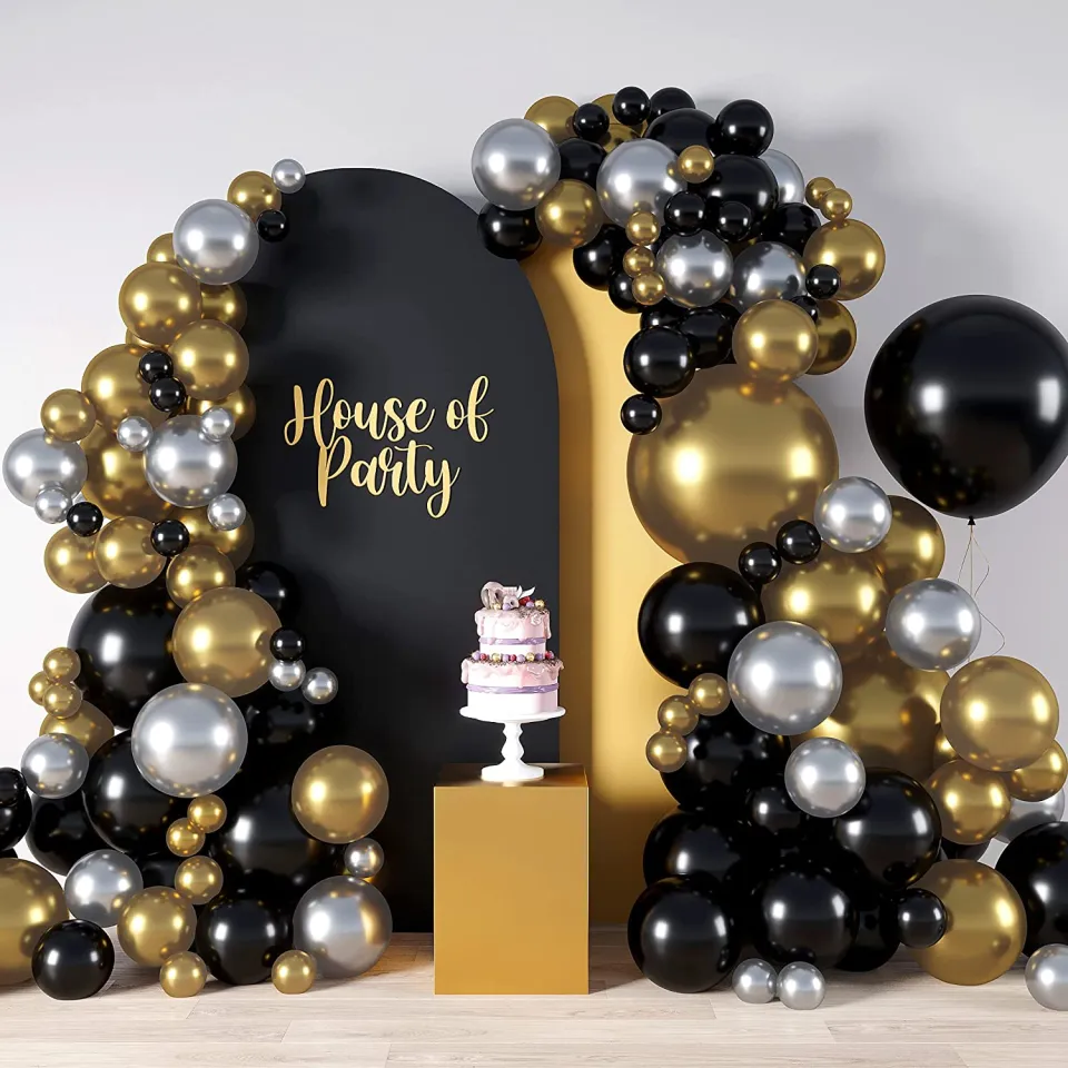 Kiena Balloon New Years Eve Party Decorations - Black and Gold