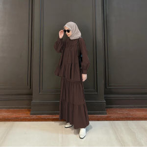 SABRINA FASHION - Caterine Set Setalan Wanita Atasan Kemeja Rok Bahan Linen Terbaru Oneset 2in1 COD