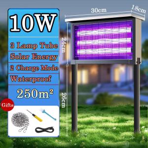 3 Tube Solar Fly Mosquito Kill Lamp Outdoor Waterproof Uv Insect Light For Orchard Farm Camping