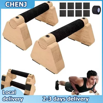 CHENJ 1 Pair Wooden Push Up Bar Pair Home Workout Parallettes Durable Push-Up Stand Exercise Equipment For Hands