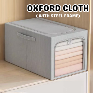 Foldable Storage Box Steel Frame Large Closet Organizer Box Wardrobe Blanket Clothes Box Kotak Simpan Baju 收纳箱 收纳盒 ST10