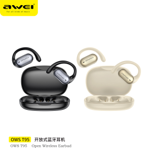 Awei T95 OWS หูฟังไร้สาย 3D surround สเตอริโอเบสหนักตะขอหูความล่าช้าต่ำวิ่งหูฟังบลูทู ธ V6.0 IPX6 กันน้ำหูฟังกีฬาเปิดพร้อมไมโครฟ์