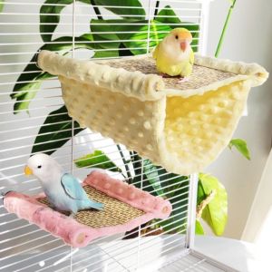 CANICECA Summer Parrot Hammock Breathable Double-layered Bird Sleeping Nest Hanging Type Budgie Hammock Cage Decor