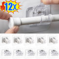 12/6pcs Self Adhesive Rail Hooks Nail-Free Curtain Clamp Rods Clips Hook Adjustable Shower Household Storage Hanging Stick Rack Holder. 