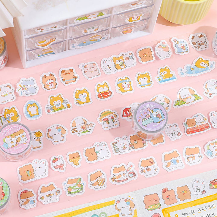 3 Meters Lovely Cartoon Pet Series Tape Stickers Scrapbook Transparent ...
