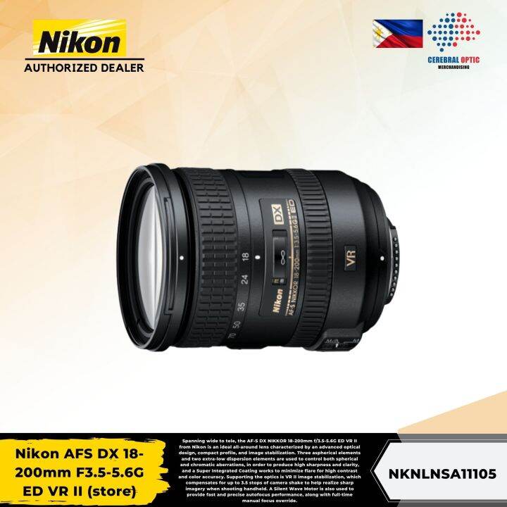 Nikon AF-S DX NIKKOR 18-200mm f/3.5-5.6G ED VR II Lens - Cerebral Optic  Merchandising | Lazada PH