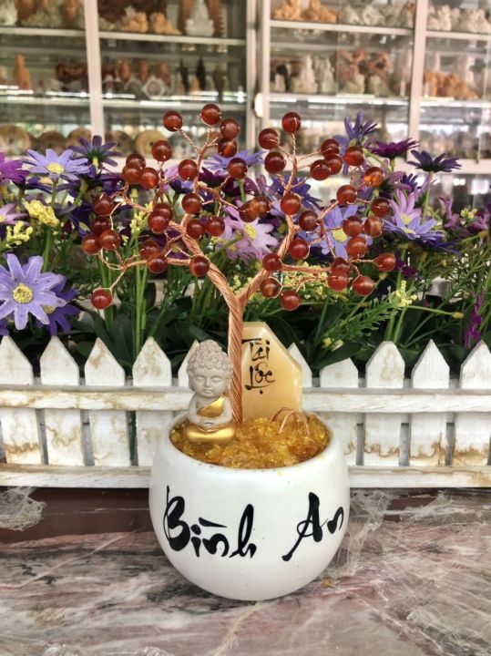 Cây tài lộc phong thủy đá thạch anh đặt bàn làm việc - Cao 20 cm ...