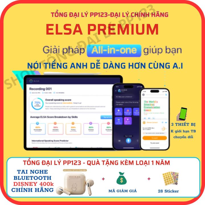 ELSA Premium 3 Tháng bao gồm (ELSA Pro, ELSA AI và Speech Analyzer)