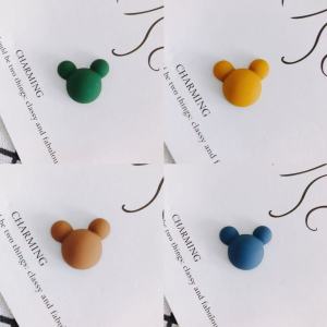 4/8pcs SetCartoon Mouse Head Fridge Magnets Morandi Color Matte Resin Decorative Magnet 3D Creative Whiteboard Photo Stickers