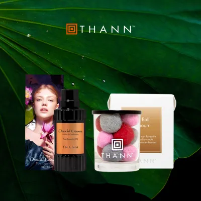 THANN Oriental Essence Essential Oil 50ml.- Free Felt Ball Potpourri สดชื่นเบาสบายด้วยกลิ่นอายแห่งโลกตะวันออก