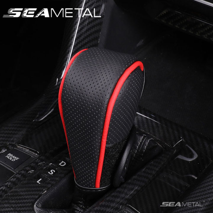 SEAMETAL Leather Car Shift Knob Cover Sweat-absorbent Breathable Gear ...