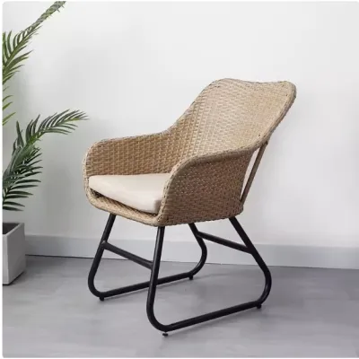 Outdoor Balcony Table and Chair Leisure Small Coffee Table Combination Backrest Rattan Chair Three-Piece Set Courtyard Rattan Woven Furniture Creative Simple