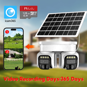 Mdudu solar CCTV กล้องวงจรปิดโซล่าเซลล์ ใส่ซิม 4G กล้องวงจรปิด 2 เลนส์คู่ HD 15MP ใช้พลังงานแสงอาทิตย์ ค่าไฟ0บาท กันน้ำอ AI ติดตามอัตโนมั