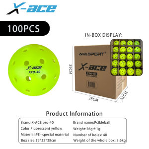 X-ACE PRO 40 Pickleball Balls100PCS with Box40 Holes Professional Game Training Balls