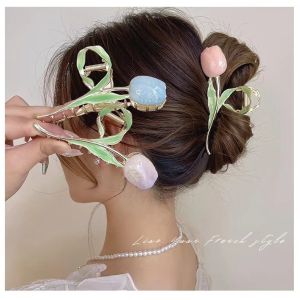 Gentle Tulip Hair Clip Enamel Hair Clips Hair Pin Women Girls Hair Extension Clamp Hair Accessory