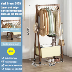 Bamboo Wooden Clothes Rack Floor Hanger Clothes Rack Stand Hanging Clothes Organizer Bedroom Multi-function  Triangle Clothes Hanger Shoe Racks with Wheels