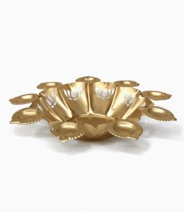 Metal Decorative Bowl with Lotus Cutwork| Decorative Pooja & Floating Flower Bowl and Tealight Holder (Pack of 1 Pc | Size - 12 Inches)