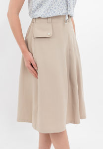 Pleated High Waistband with Belt Loops Skirt