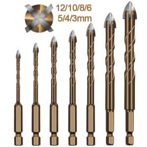7 PCS MATA BOR BESI PLASTIK BETON KERAMIK GRANIT KACA CERMIN MARMER KAYU HSS TWIST DRILL BIT 3-12mm MULTIFUNGSI