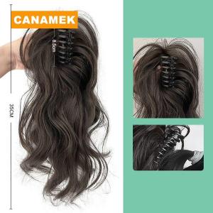 【CANAMEK】 Synthetic Claw Clip Ponytail Hair Extensions Short Curly Natural Tail False Hair For Women Horse Tail Black Hairp