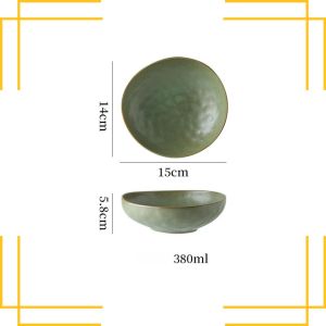 SYS21 Ceramic Japanese Retro Noodle Soup Bowl Round Square Plate