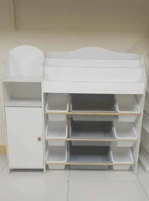 Happy Kiddos Montessori #911 Kids Toy Organizer with Shelf Rack Childrens Bookshelf Multi Purpose Display Book Storage Rack