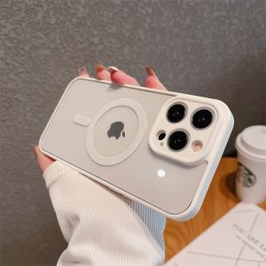 CrashStar MagSafe Transparent Clear Hard Shockproof Phone Case For iPhone 16 15 14 Pro Max Plus 13 12 11 Pro Max Wireless Charging Phone Casing Simple Slim Phone Cover With Full Cover Lens Camera Protection