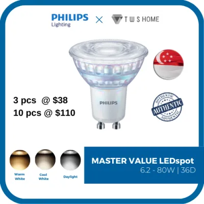 Philips Lighting- MASTER VALUE LEDspot MV 6.2-80W GU10 36Degree (Warm White Cool White Daylight)