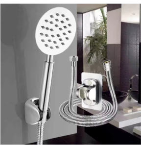 HW035-Handheld Stainless Steel Booster Shower Head Silicone Outlet Water Saving Round Square Bathroom Shower Head Set