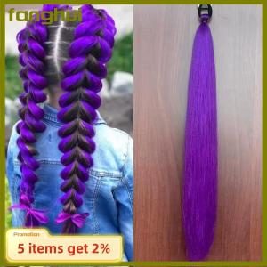 fanghui 26inch Cosplay Wig KPOP Rumi Long Purple Braided Dress Up Accessories DIY Ponytail Braid Heat Resistant Synthetic Wig