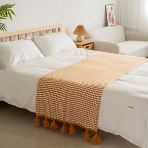 90x230cm Two-Color Pineapple Tassel Bed End Blanket Hotel Homestay Living Room Soft Sofa Blankets Office Air Conditioner Nap Shawl Cover