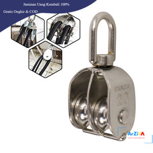 ASOL Katrol Kerekan Mini Swivel Pulley Stainless Steel Double Wheel m20 - Silver