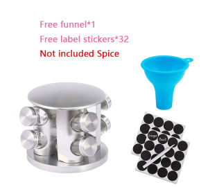 Black Countertop Rotating Spice Rack Empty 20-Jars Revolving Spice Jar Organizer Round Carousel