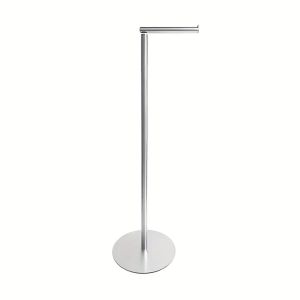 GENENIC Rust-Proof Freestanding Toilet Paper Holder Single Pole Non-slip Bathroom Tissue Rack Modern Style Stable Base Stainless Steel Paper Roll Stand Bathroom Use