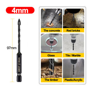TIHOLE Cross Hex Tile Drill Bits Set Hard Alloy Triangle Stone Carbide Glass Metal Ceramic Concrete Wood Plastic Hole Opener Anti rust Tip Head Drill Bit Wall Punching Universal Cross Drill Tool german stainless steel  Drill