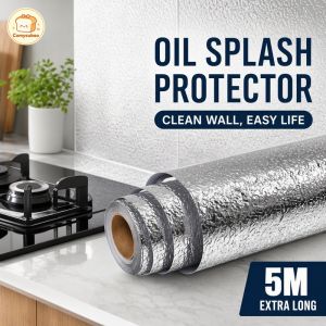 Kitchen Aluminum Foil Sticker Self Stick Oil Proof Heat Resistant Easy Clean Backsplash Guard