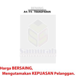 Map L Plastik Bening Ukuran A4 - F4 / Clear Sleeves A4 Folio Warna Transparan / Clear Slevee