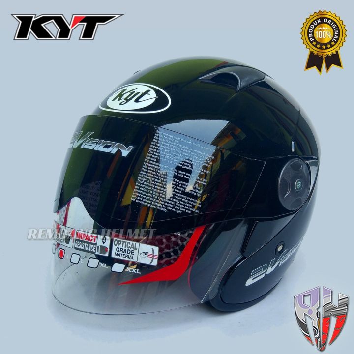 HELM KYT 2 VISION SOLID ORIGINAL BLACK METALIK HELM KYT HITAM | Lazada ...