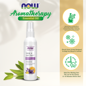 NOW Essential Oils Take A Zen Ten™ Aroma Mist Featuring Relaxing Pure Essential Oils 4oz (118ml)