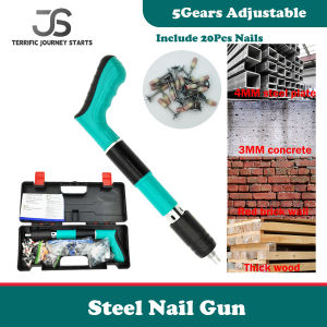 Top JS Nail Gun Pistol Paku Pistol Pengencang Mesin Paku Beton Alat Tembak Paku  SET LENGKAP