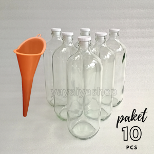 10 PCS BOTOL KACA 1 LITER 1000 Ml BOTOL BENSIN | BOTOL MINYAK | BOTOL JAMU | BOTOL MINUMAN + TUTUP