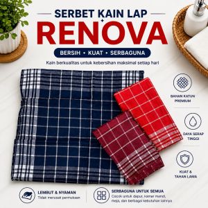 Serbet Kain Lap Piring Dapur Kotak Warna 52x52