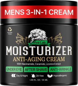 Mens Face Moisturizer Cream - Lightweight After Shave Lotion for Men - Day & Night Hydrating Skin Care with Niacinamide Collagen Ceramides - Fast-Absorbing Non-Greasy 1.85oz