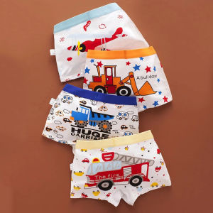 4 Pcs/Set Boys Boxer Briefs Truck Helicopter Fire Bulldozer Truck Underwear Soft Comfortable Breathable Kids Toddler Boy Panties